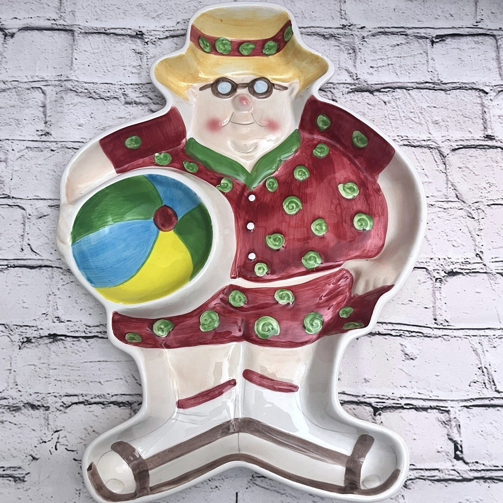 BOSTON WAREHOUSE TRADING BEACH POOL DUDE SERVING PLATTER, CHIP AND DIP‎ TRAY EUC
